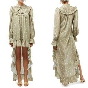 WeWoreWhat WWD27-2 Women's Sz XS Green High Low Polka Dot Floral Dress $128